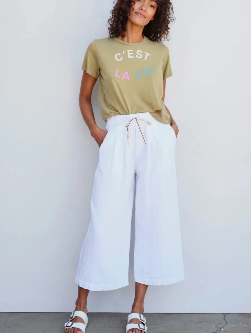 Sundry Wide Leg Cropped Pant Medium New White NWT M
